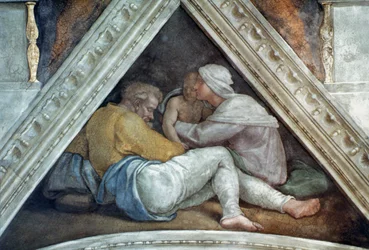 Sixtinische Kapelle Decke: Die Vorfahren Christi (vor der Restaurierung)